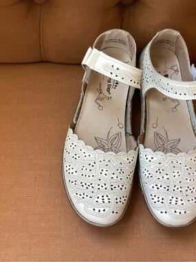 Spring Step White Perforated Mary Jane Flats